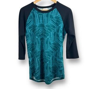 LuLaRoe Randy teal and black‎ 3/4 sleeve baseball T-shirt size S